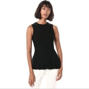 Theory Black Pleated Peplum Sleeveless 